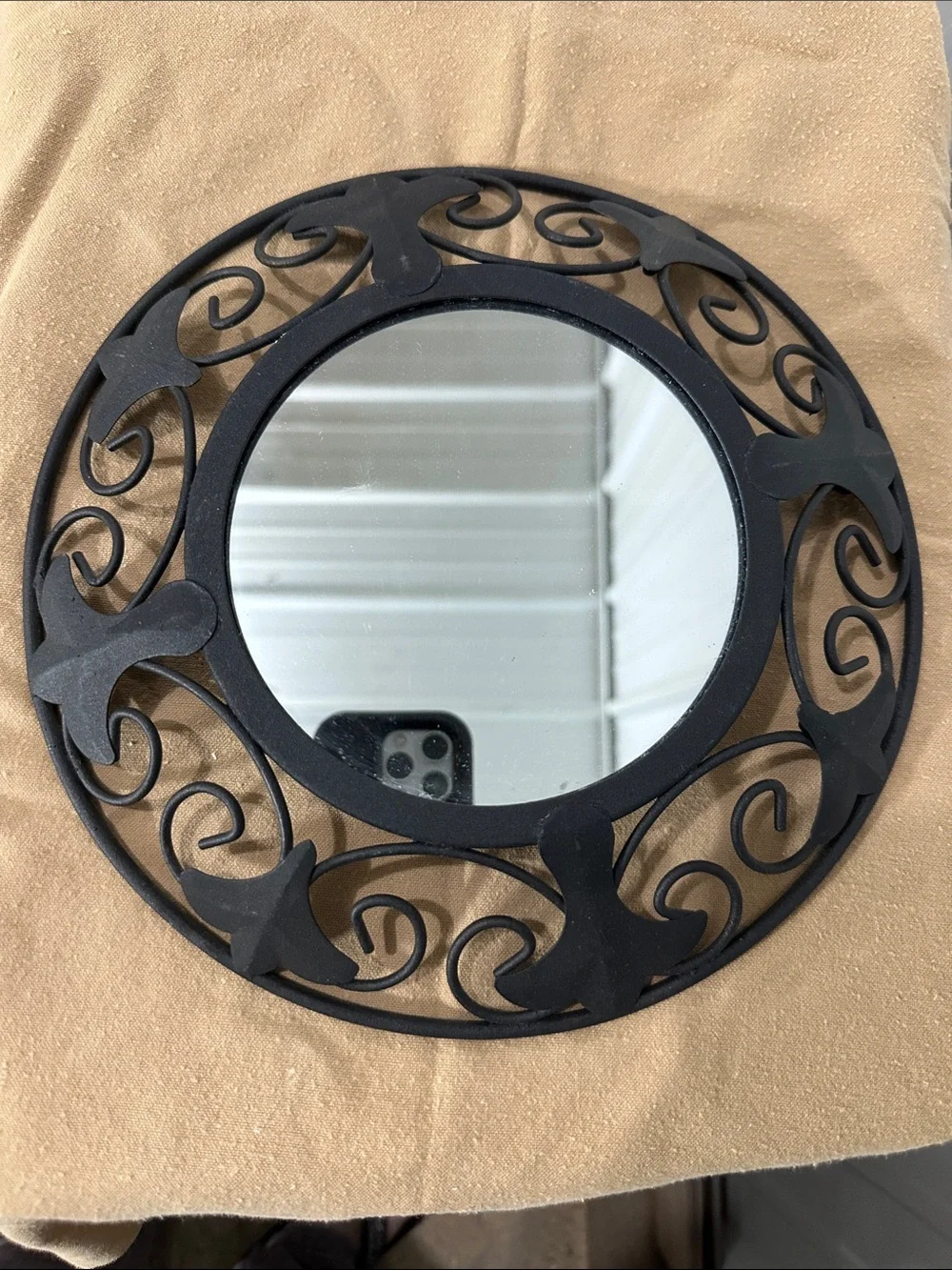 Set of 3 Decorative Black Wall Mirror with Scrollwork Frame